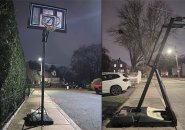Two renegade basketball hoops in West Roxbury