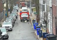 Truck blocking Eden Street in Charlestown 
