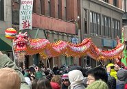 Dragon being paraded through Chinatown