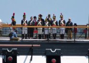 Crewmen and officers aboard the USS Constitution