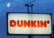 Moon over a Dunkin' sign