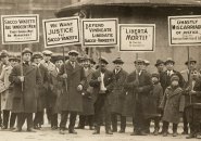 Protesters showing support for Sacco and Vanzetti
