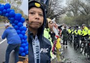 White people can create balloon tunnels; Black people get blocked by cops on bikes