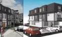 Front and rear renderings of proposed condo building